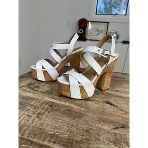 Michael Kors White Platform Cork Sandals Size 7